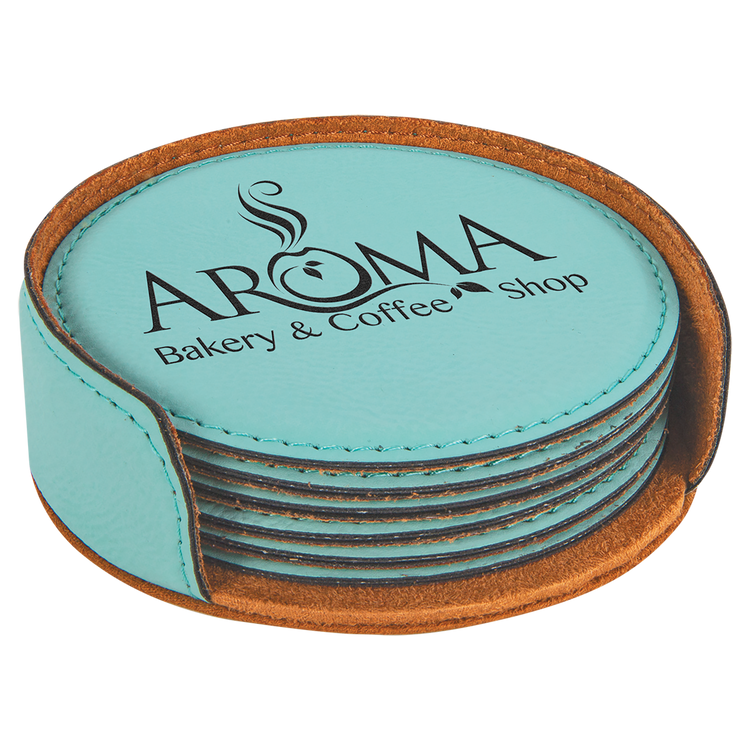 Round Leatherette Coaster Set