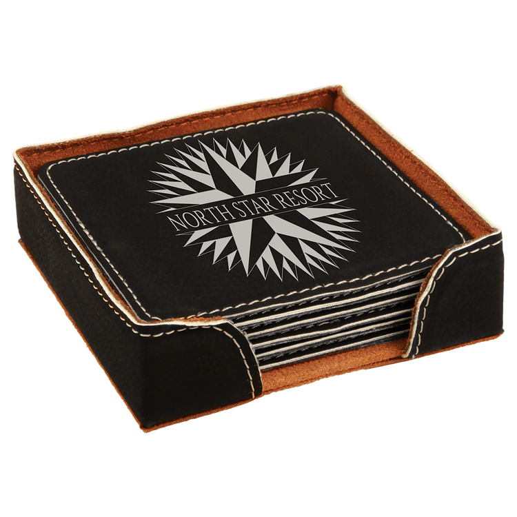 Square Leatherette Coaster Set