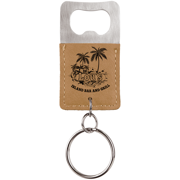 Leatherette Keychain with Bottle Opener