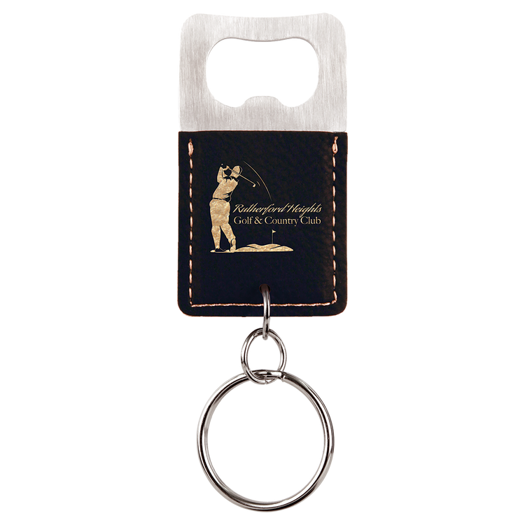 Leatherette Keychain with Bottle Opener