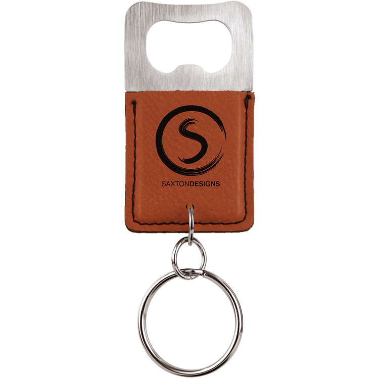 Leatherette Keychain with Bottle Opener