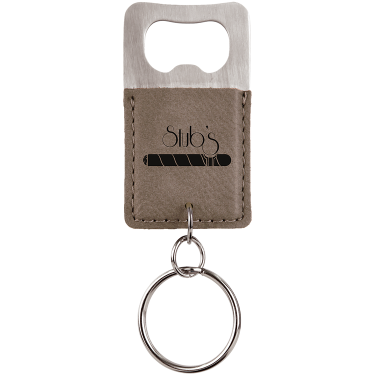 Leatherette Keychain with Bottle Opener