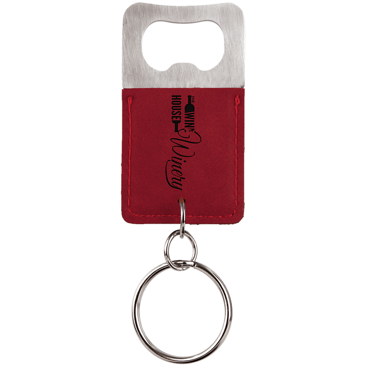 Leatherette Keychain with Bottle Opener