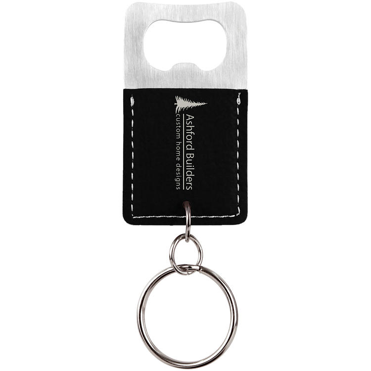 Leatherette Keychain with Bottle Opener