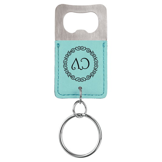 Leatherette Keychain with Bottle Opener