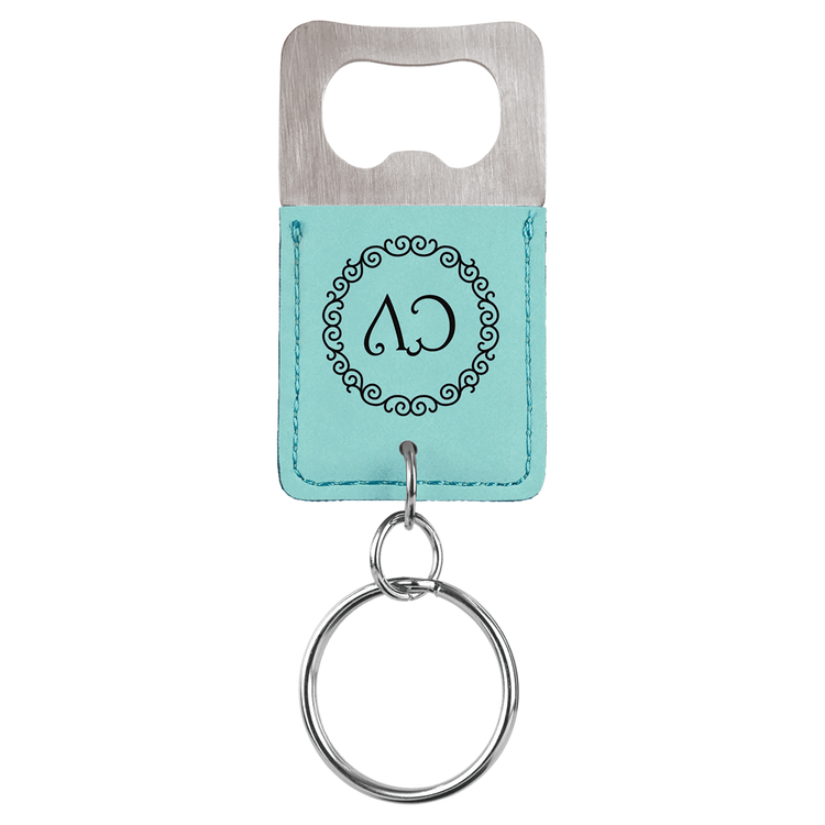 Leatherette Keychain with Bottle Opener