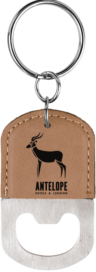 Leatherette Keychain with Bottle Opener