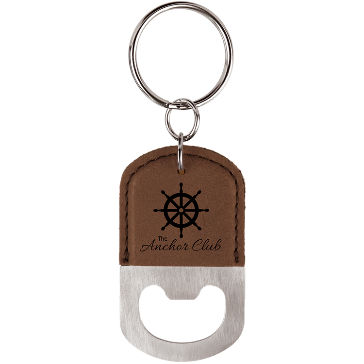 Leatherette Keychain with Bottle Opener