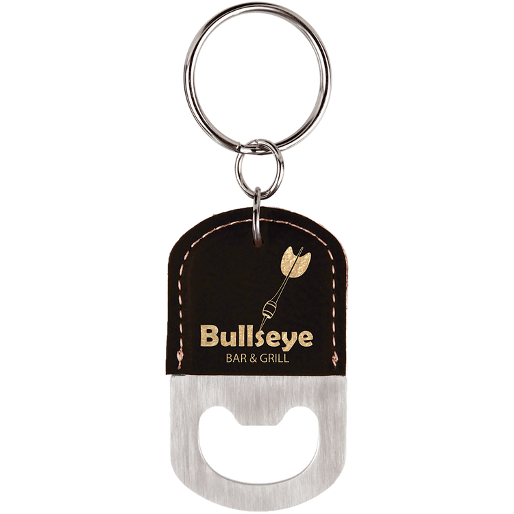 Leatherette Keychain with Bottle Opener