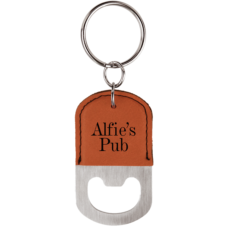 Leatherette Keychain with Bottle Opener