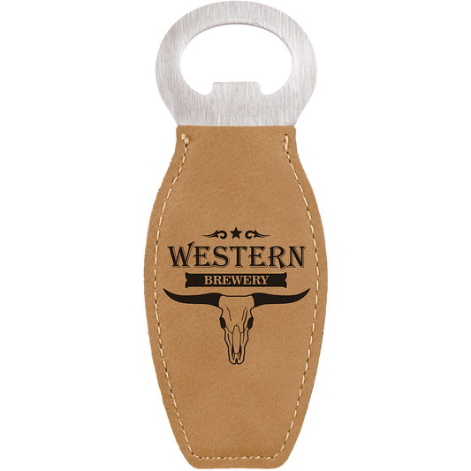 Bottle Opener with Leatherette Grip with Magnet