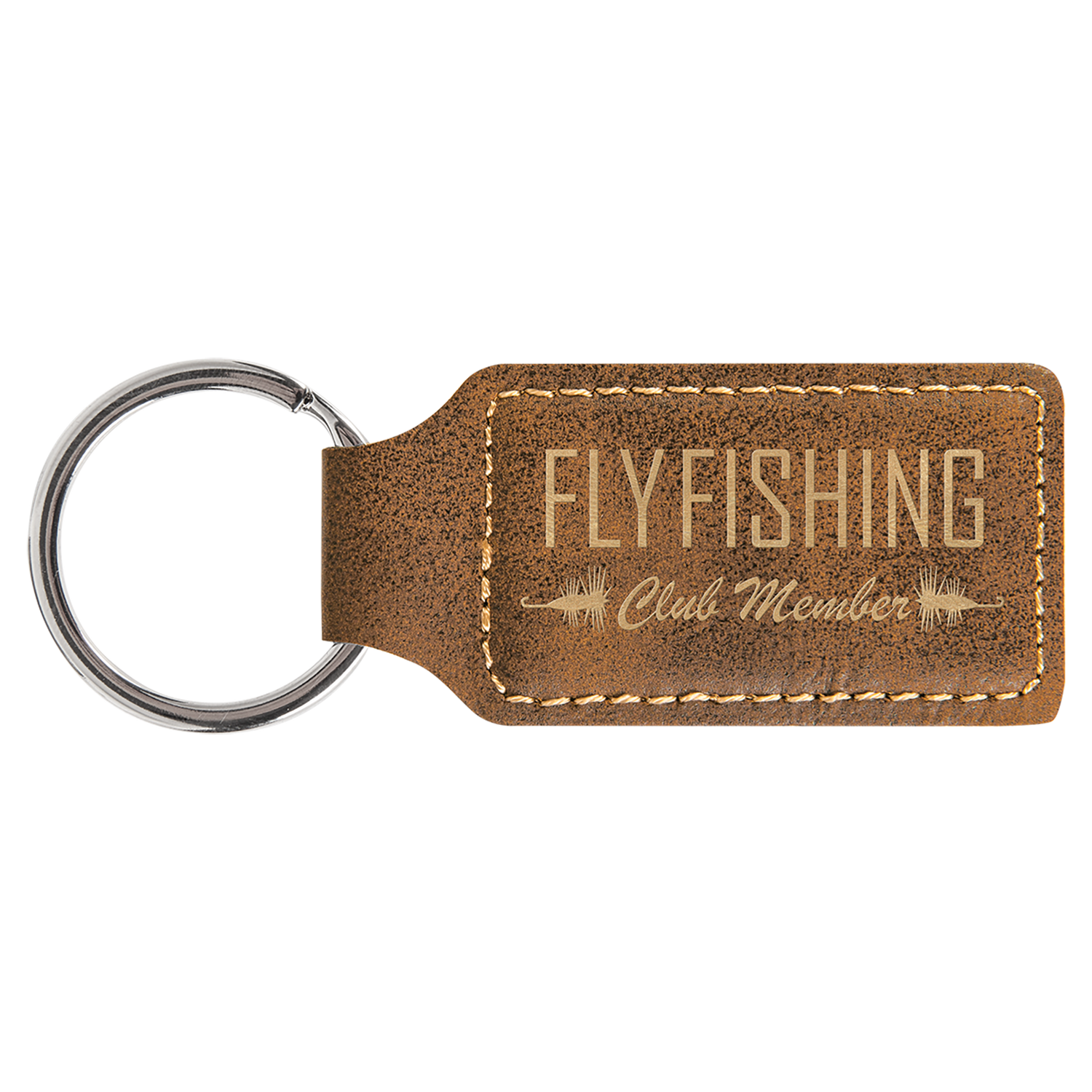 thumbnail image 2 of Personalized Engraved Cabin Leatherette Keychain – Tan – Made In USA 2 of 6