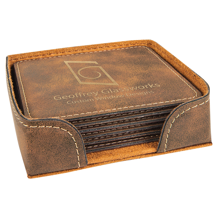 Square Leatherette Coaster Set