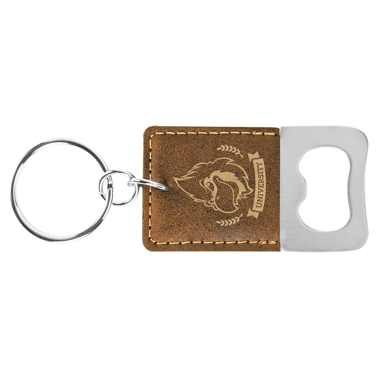 Leatherette Keychain with Bottle Opener