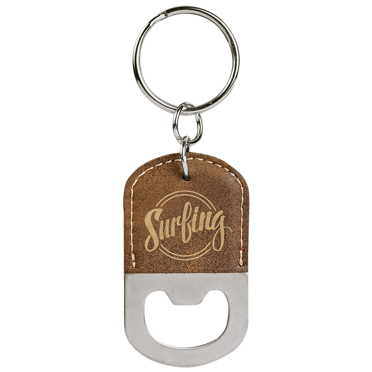 Leatherette Keychain with Bottle Opener