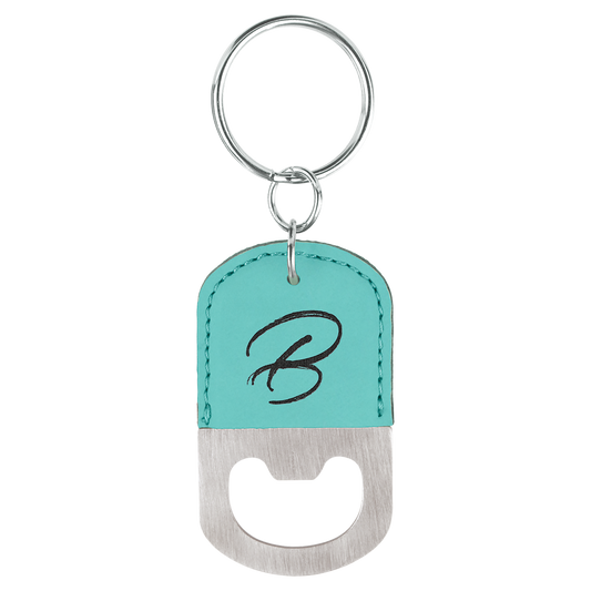 Leatherette Keychain with Bottle Opener