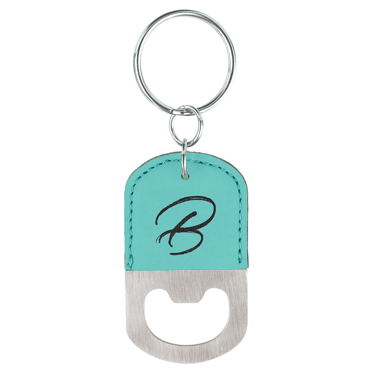 Leatherette Keychain with Bottle Opener